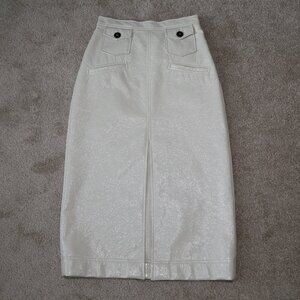 NWOT Authentic ALEXACHUNG faux leather A line midi skirt UK6/US0/IT38/FR34